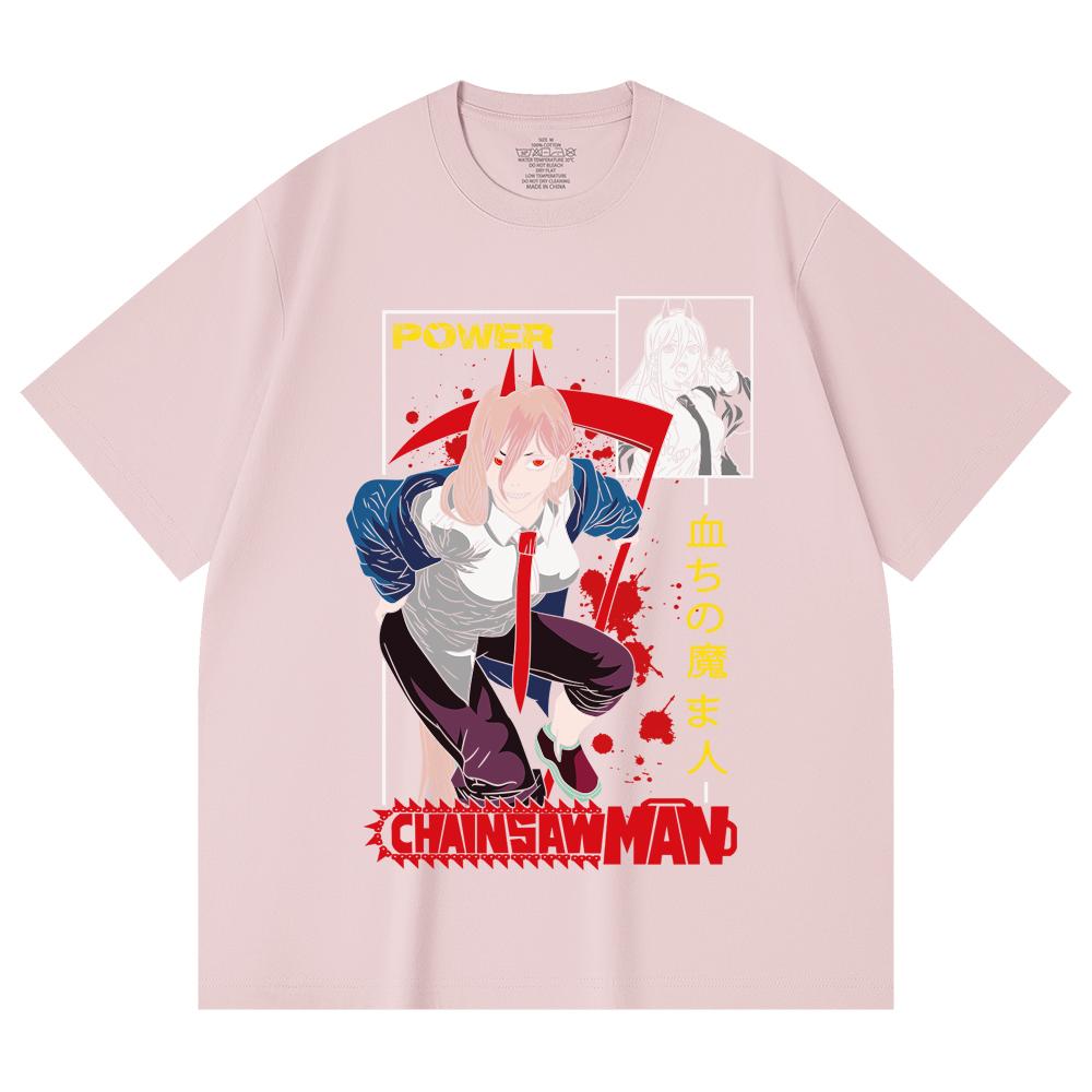 230 g/m² 100% Baumwolle Kettensägenmann V40 Power Print Unisex Schweres Baumwoll-T-Shirt