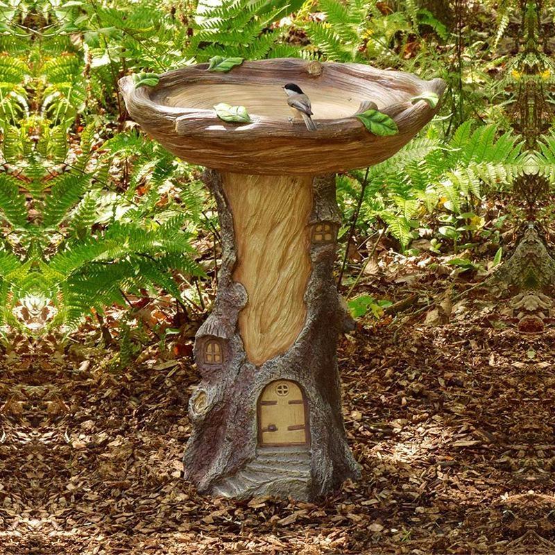 Animal  Wooden Stake Statue Resin Bird Feeder Garden Decoration Raccoon Fox Dog Sculpture Crafts Home Courtyard Ornaments