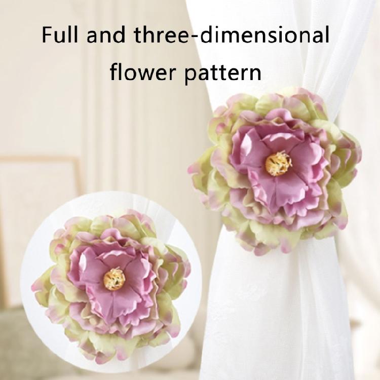 Modern Curtain Tiebacks Peony Flower Pattern Curtain Holdbacks 2Pieces for Living Space Window Decoration