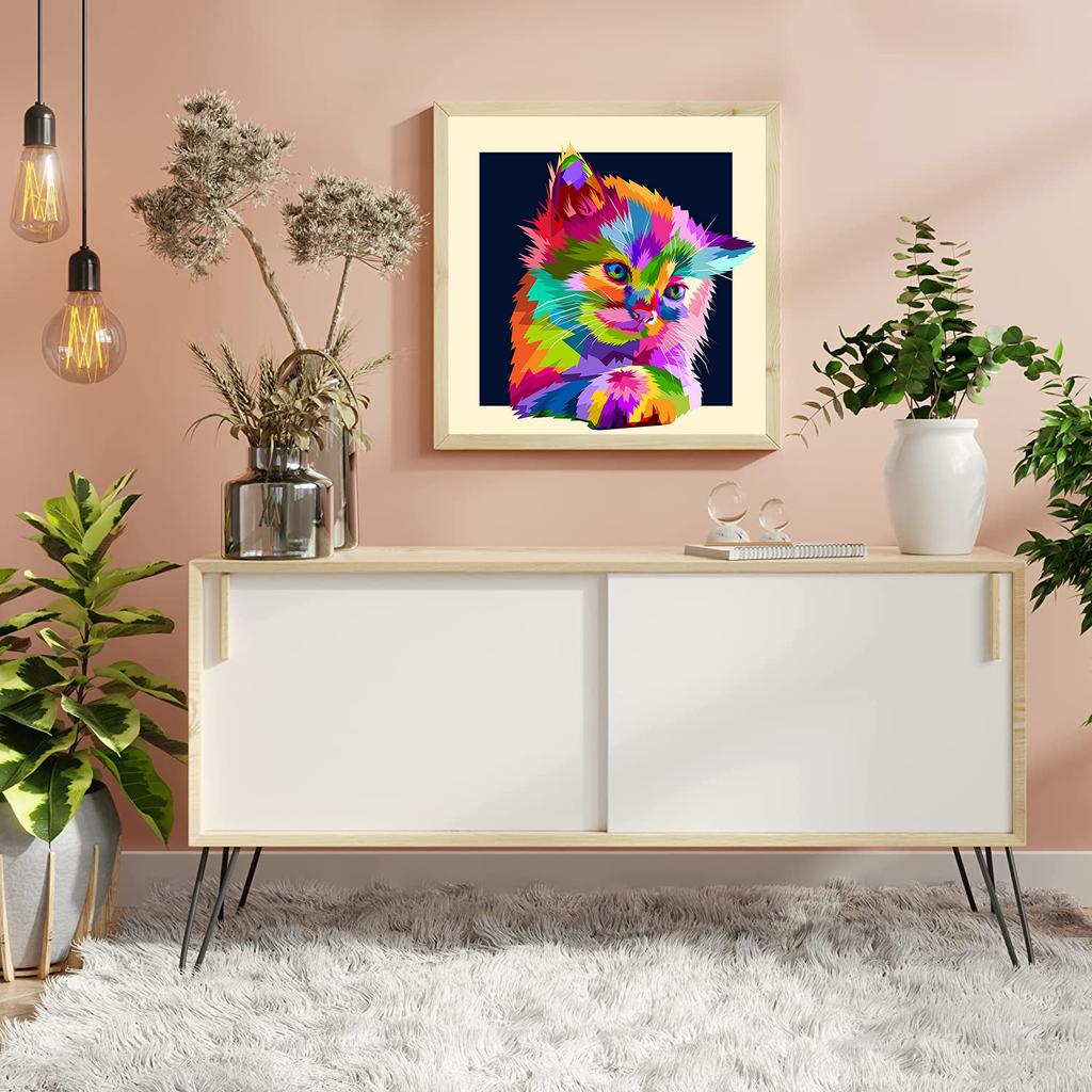 5D-Diamantmalerei, Farbe Kätzchen, Diamantstickerei, Volllay, Anime, Kreuzstich-Set, Heimdekoration, handgemachtes Geschenk