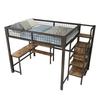 Iron Bed Several Shelves Bunk Built-in Wardrobe Desk Strong Load Adult Bearing Rustic Look Metal Frame Loft Home Furniture