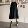 Thick Rib Knit Skirts Women Large Swing Casual Midi Skirts Autumn Elegant A-line Pleated Apricot Long Knitted Skirt