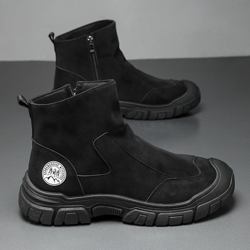 Snow boots winter velvet thickened warm cotton shoes integrated waterproof and non-slip thick-soled side zipper cotton boots
