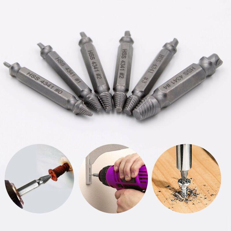 6PCS Screw Extractor Set for Damaged and Broken Bolt Removal High Hardness HSS Drill Bits with Double Headed Design