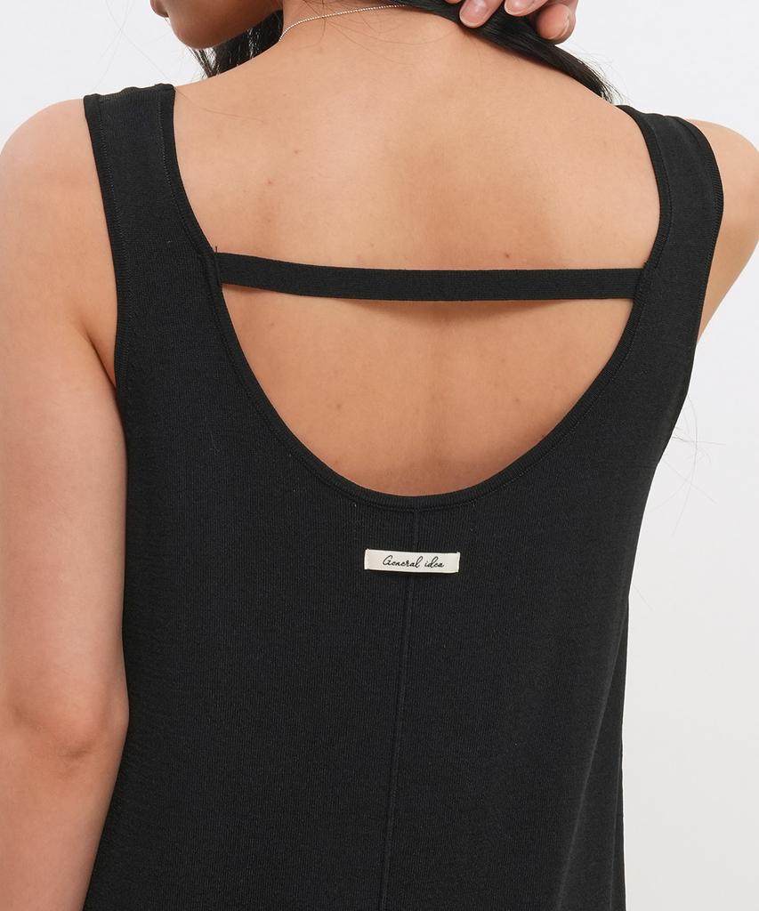 General Idea Temperature Cut Cool U-Neck Maxi Knit Dress [Black] / Gf2Lop512