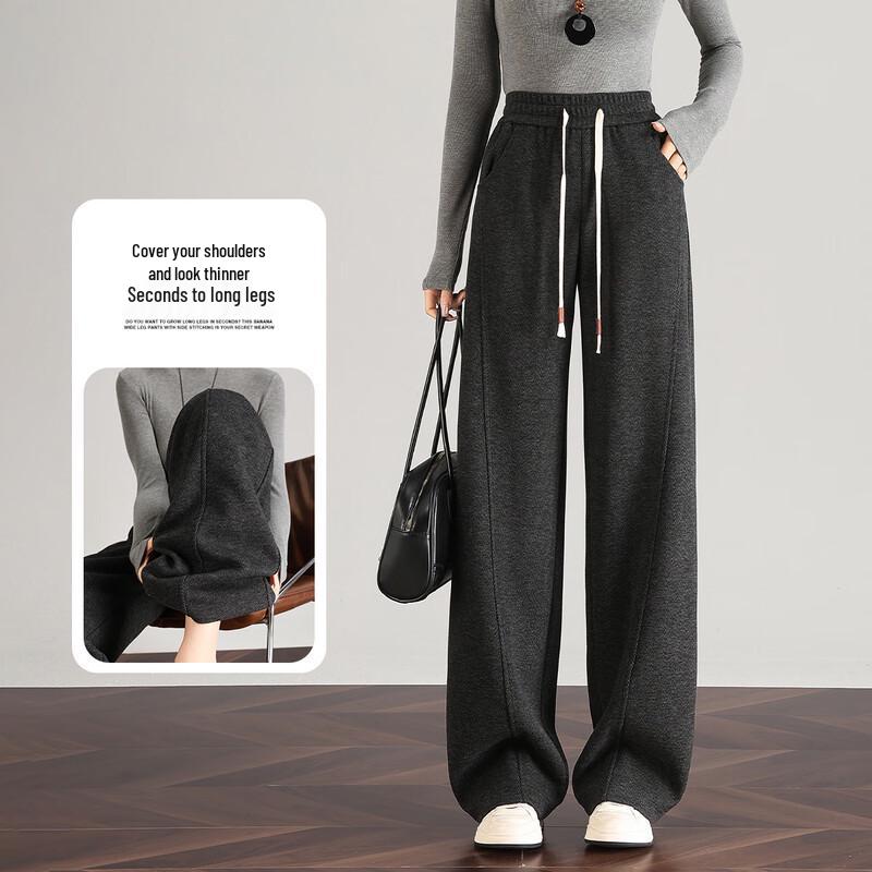 Women's Wool Blend Wide-Leg Casual Pants