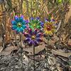 Artistic Garden Path Accents Metal Artificial Flower Stake, Decorative Yard Art Sculpture, Colorful Floral Design Lawn Ornaments Decor for Outdoor