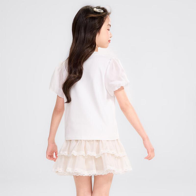 Girls' Rhinestone Bow Print Short Sleeve T-shirt
