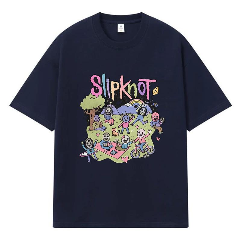 

2026 Slipknot Графічна футболка Y2k Harajuku Streetwear 100% Бавовна Повсякденна Оверсайз Літня Чоловіча Футболка S Темно-синій