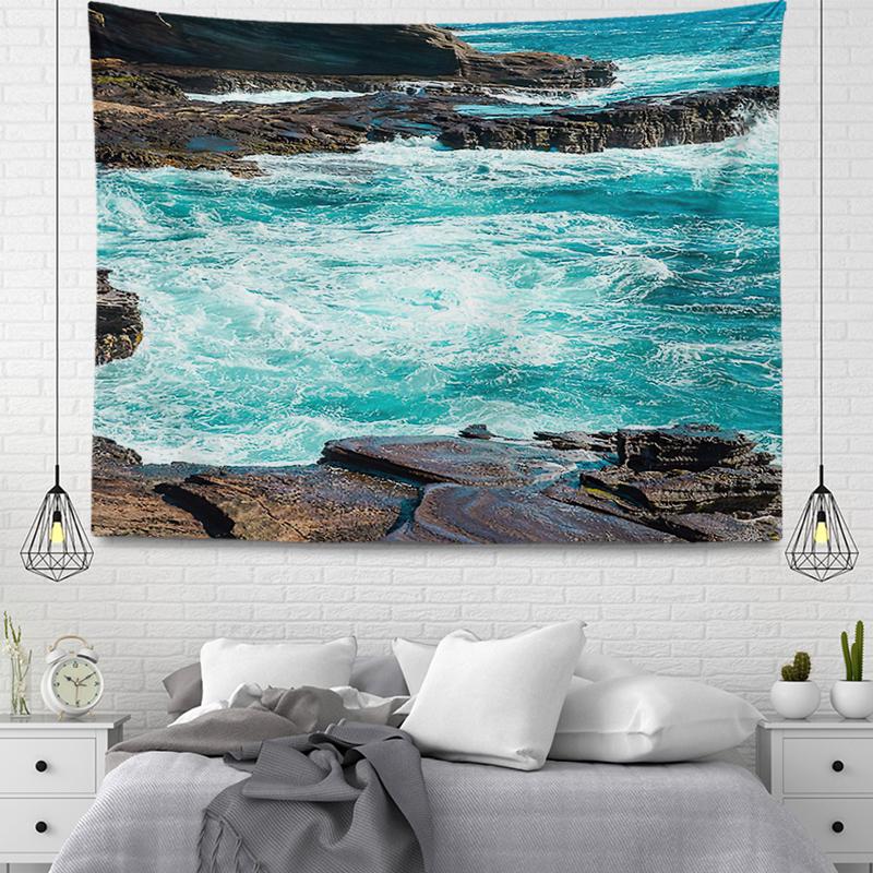 Wall Decor Tapestry Beautiful Room Decoration Blue Beach Accessories Wall Hanging Large Fabric Wall Home Autumn Decoration