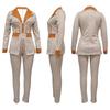 New Women's Notched Lapel Blazer and Pants Set, Slim Fit Office Two-Piece Suit for Women