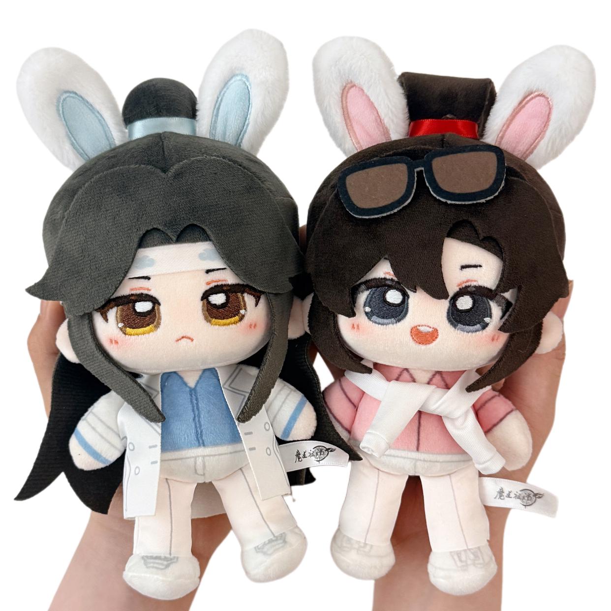 Mo Dao Shi Plüschpuppe Hasenohren Baumwoll-Stofftier Lan Wangji Wei Wuxian Anime-Thema Für Anime-Fan-Sammlung Geburtstagsgeschenk 18cm
