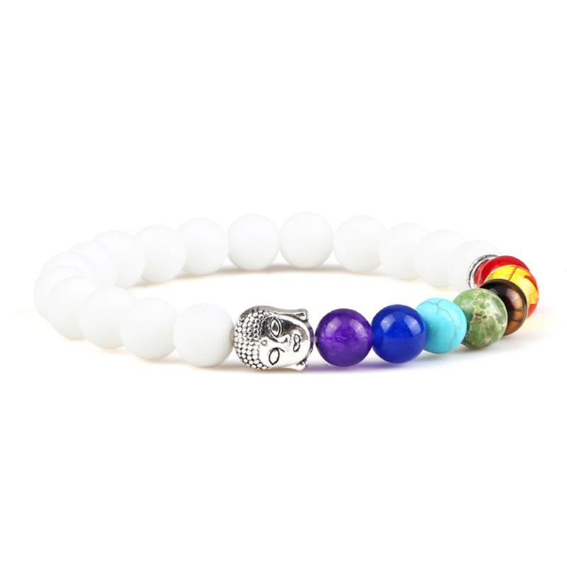 Trendy Women's Elastic Beaded Bracelet with Buddha Head - Multicolored