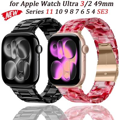 Correa de Resina de Lujo para Apple Watch Ultra 3 2 49mm 11 10 42mm 46mm Pulsera de Eslabones iWatch Series 9 7 8 45mm 41mm 6 5 SE3 40mm 44mm