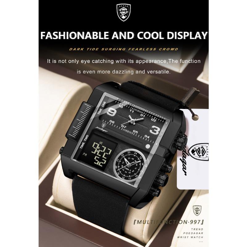 POEDAGAR Fashion Sports Digital Male Wristwatch Date Week Waterproof Luminous Casual Clock Electronic Quartz Watches