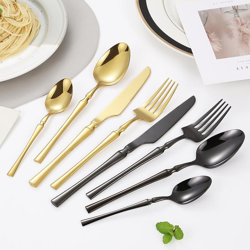 Stainless Steel Small Waist Molding Set, Knife, Fork, Spoon, Set for Hotel, Family Dinner, Out, Non-slip, Feel Good, Full Sets