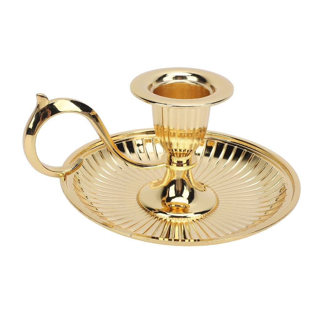 Handheld Taper Candle Holder Round Bottom Brass Candlestick Holder  Christmas Decor