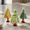 Handmade Colored Glass Decor Glazed Christmas Tree Figurine, Colorful Miniature Xmas Decor, Handcrafted Seasonal Home Festive Ornament Table