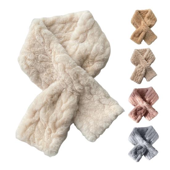Winter Scarf Soft Imitation Rabbit Fur Solid Color Design Short Scarf Thickened Warm Plush