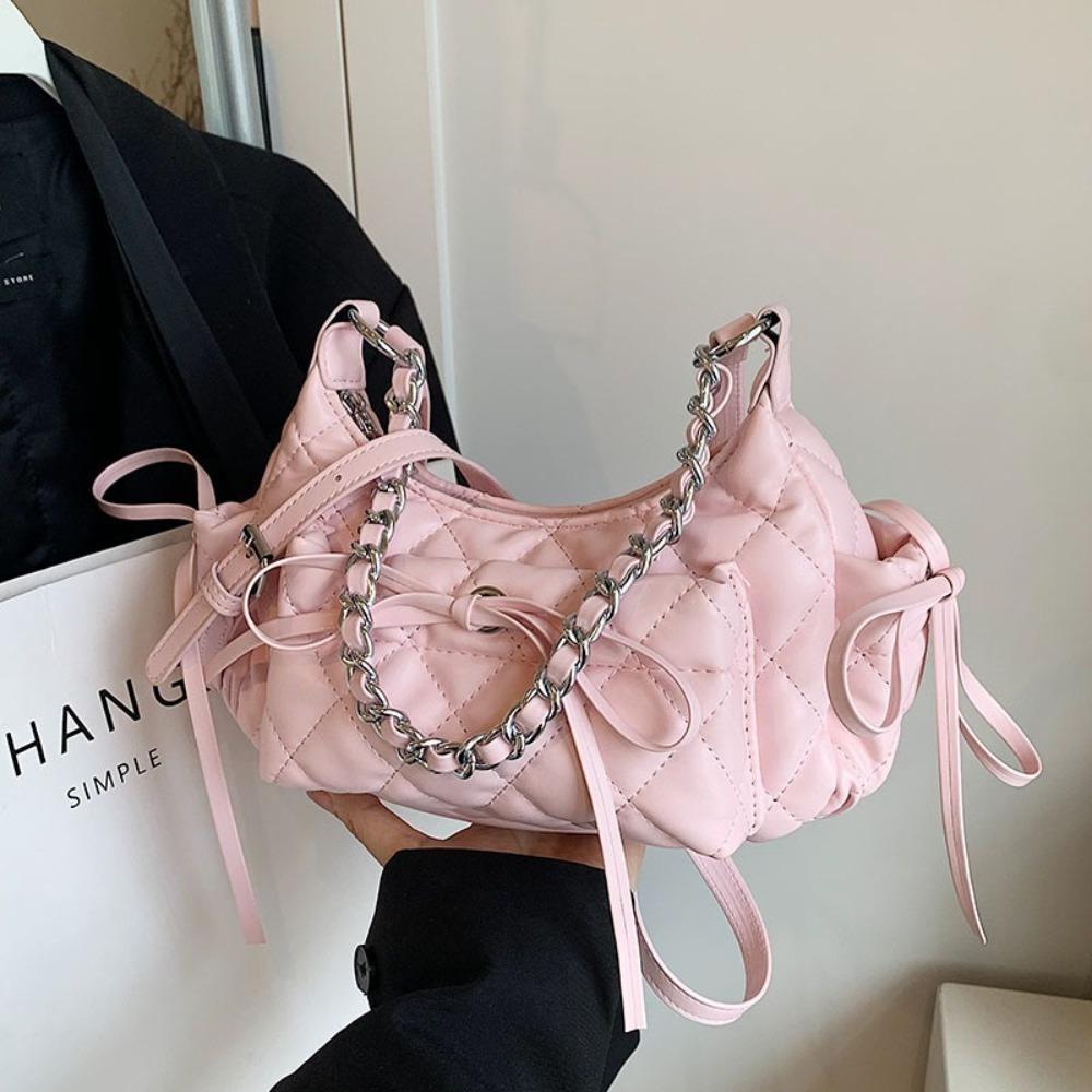 

Pu Leather Underarm Bag Bowknot Design Crossbody Bag New Shoulder Bags Ladies розовый