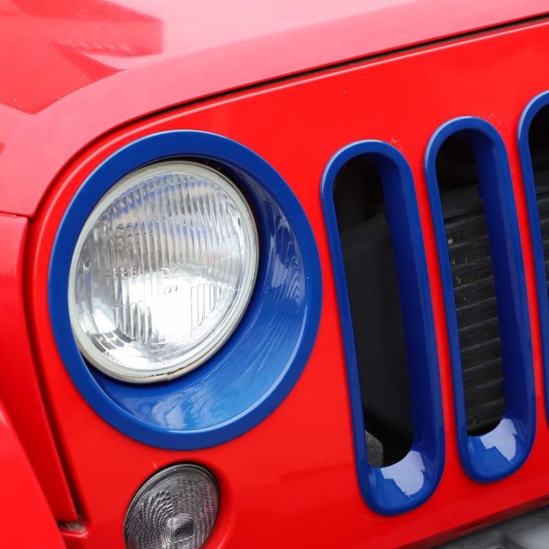 ABS Car Headlight Decorative Cover Grille Decoratiion Stickers For Jeep Wragnler JK 2007-2017 Car Exterior Accessories