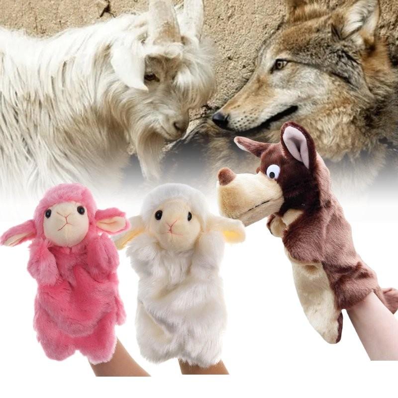 Adorable White Sheep And Big Bad Wolf Storytelling Puppet Hat For Kids Playtime