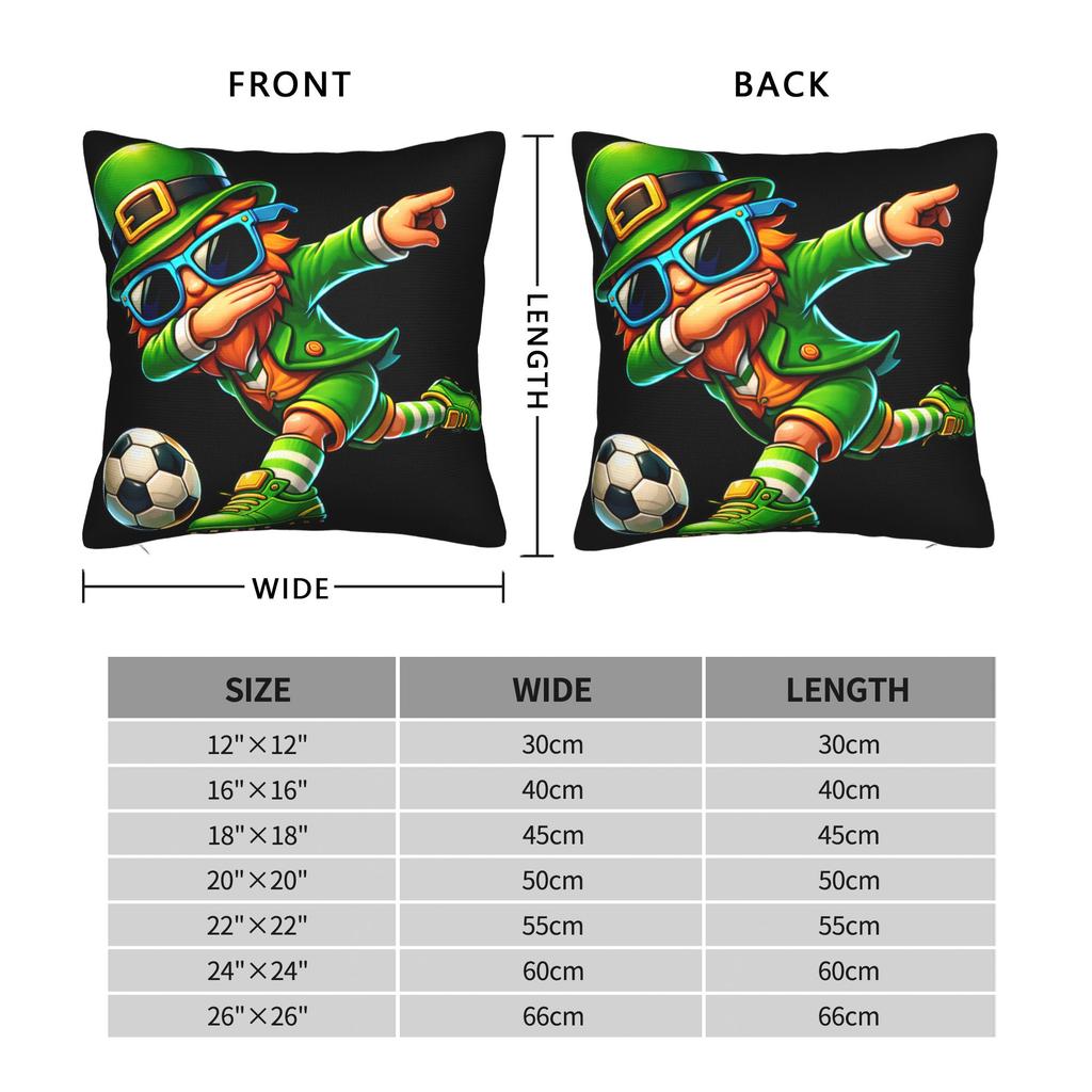 Pillow Cover Funny Leprechaun Playing Soccer St Patrick Day Novelty Pillow Case For Living Room Chair Pillowcases