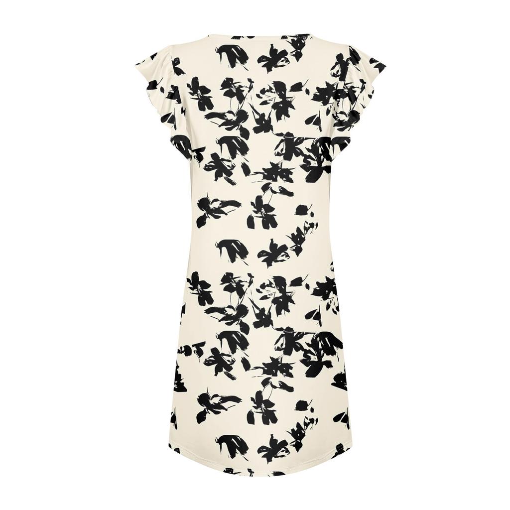 Womens Summer Dress Ruffle Sleeve V Neck Short Dresses Fashion Casual Flowy A Line Swing Sundress With Pocket