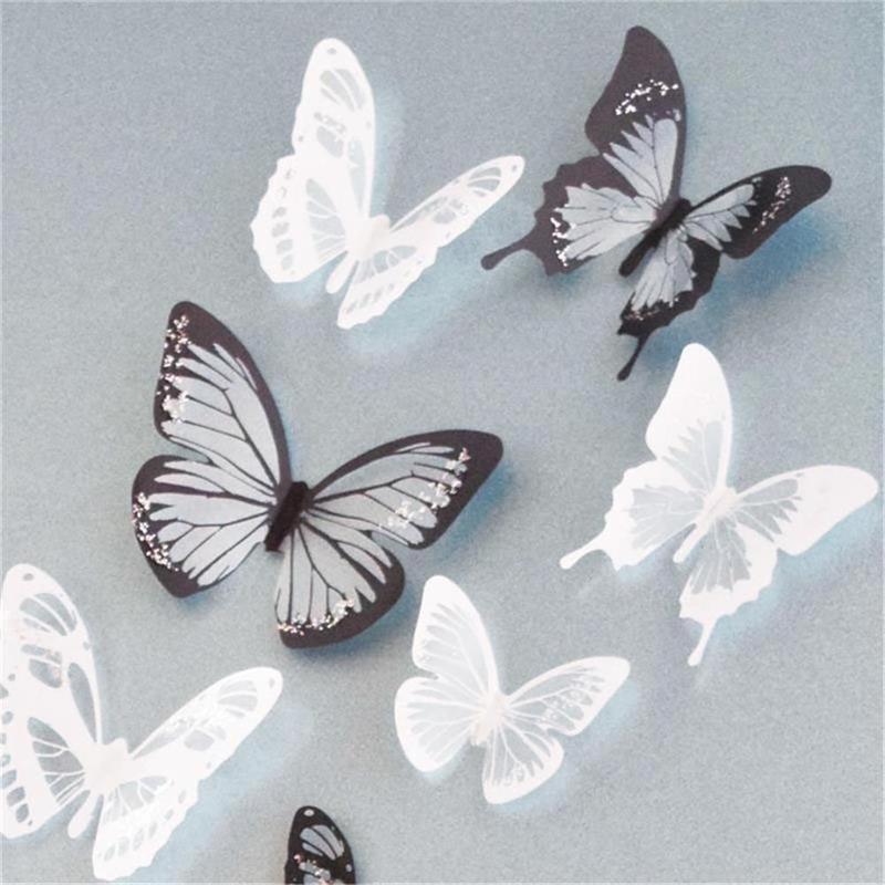 18ks/set DIY 3D samolepky na zeď s motýly Art Decal PVC Butterflies Home Decor