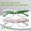 2PCS Auto-Focus Cat-Eye Reading Glasses Blue Light Blocking Full-Rim PC Frame Metal Hinge Design Unisex