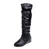 Autumn New Women's Thigh High Boots Fashion Plus Size Pionted Toe Wrinkle Flat Knee High Knight Boots for Women Botas De Mujer