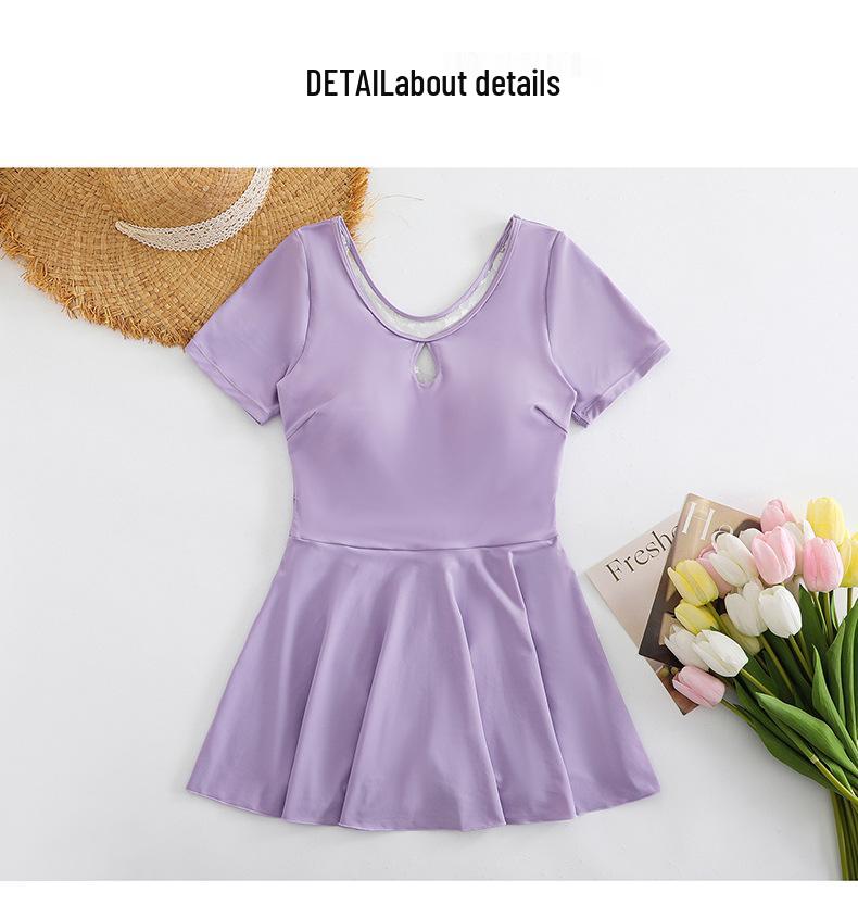 Women's 2026 New Style One-Piece Swimsuit: Elegant, Conservative, Tummy-Covering, Slimming, Pure Color, Sexy Swimwear for Hot Springs