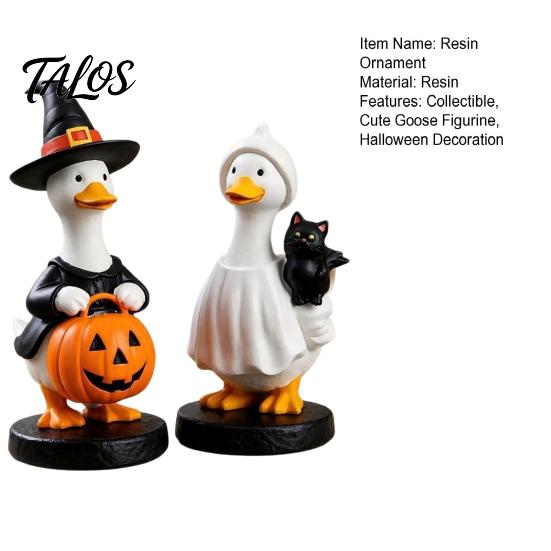 Talos Halloween Gås Figur, Heks Hat Harpiks Ornament, Sød Spøgelse Statue til Bordplade Kaminhylde Feriedekoration