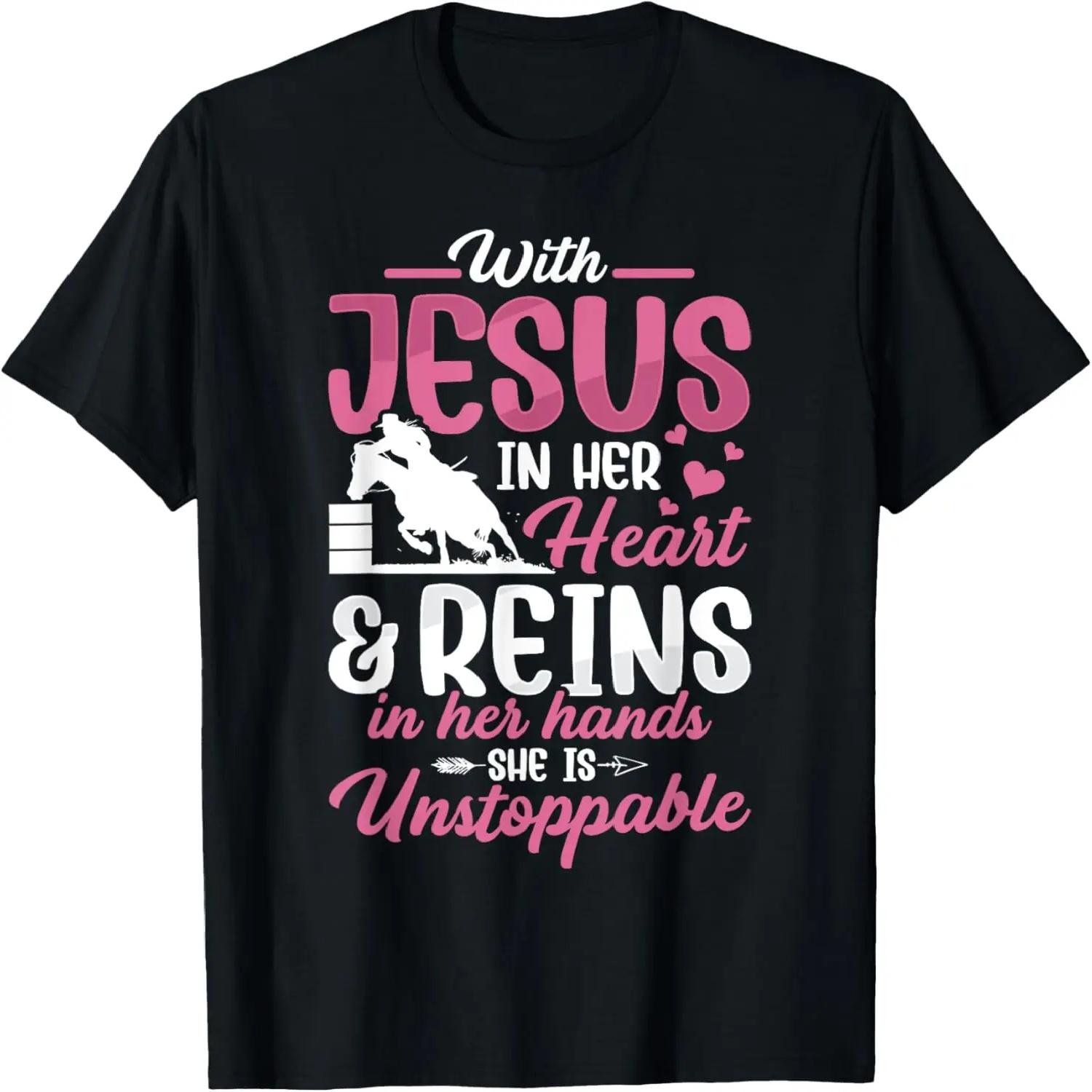 With Jesus Barrel Racer Race Barrel Racing Horse Rodeo Women T-Shirt S
