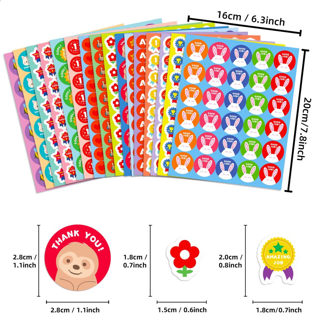 16 Photos/package of Children's Reward Stickers for Students Stationery Stickers Creative Cartoon Cute Prizes Kindergarten Teacher Award