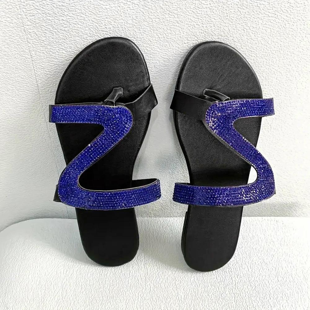 Water Diamond Slippers, Large Size Flat Bottomed Beach Shoes For Women 35