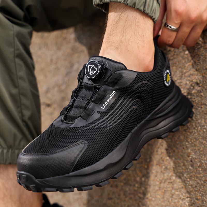 Smart Buckle Men's Protective Shoes Steel Toe Summer Breathable Comfortable Lightweight Construction Site Men