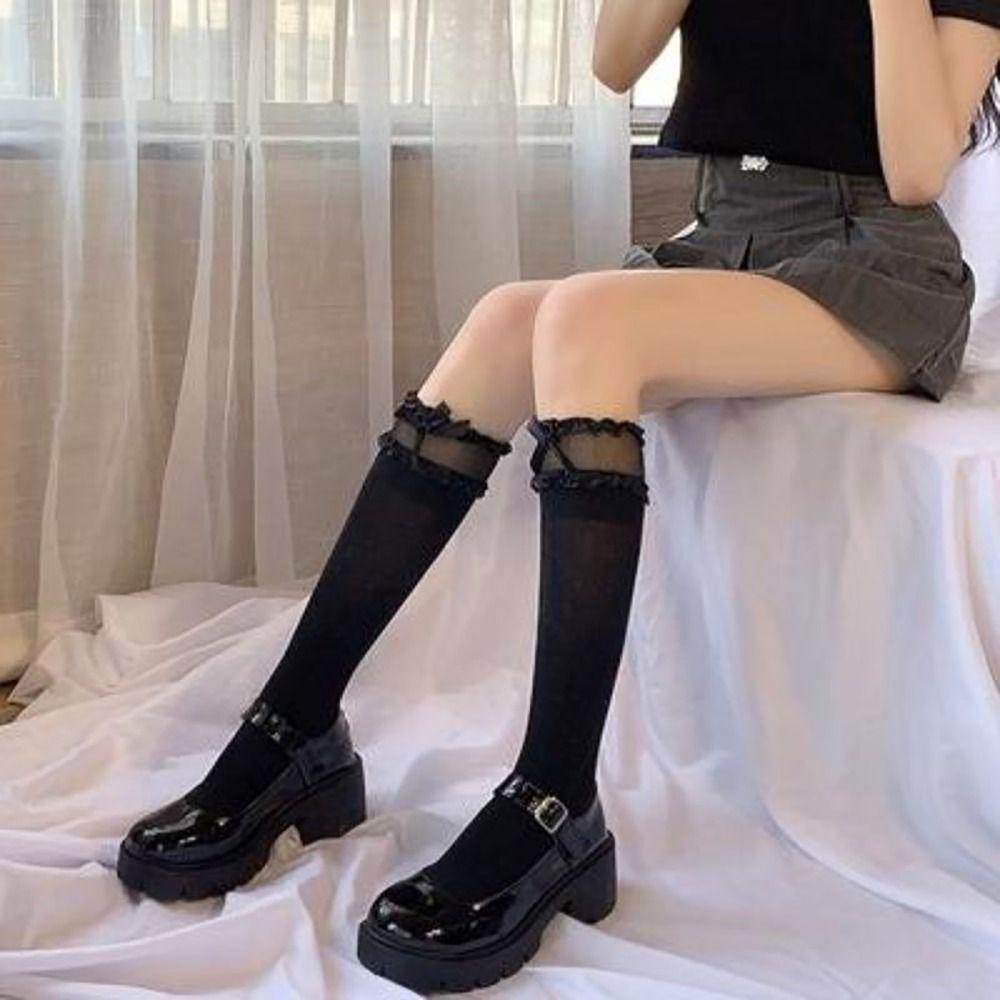 

Чулки COS JK, гольфы в стиле Лолиты, милые ажурные чулки с галстуком-бабочкой для женщин и девочек