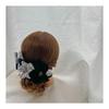 Chirimen Hair Ornaments for Coming-of-Age Ceremony, Graduation, Kimono - Tsumami Zaiku Black Silver Set with Kanzashi, Silver Balls, and Flowers