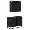 Bathroom Furniture Set 2 Pcs Black Oak Effect Wood Based Material