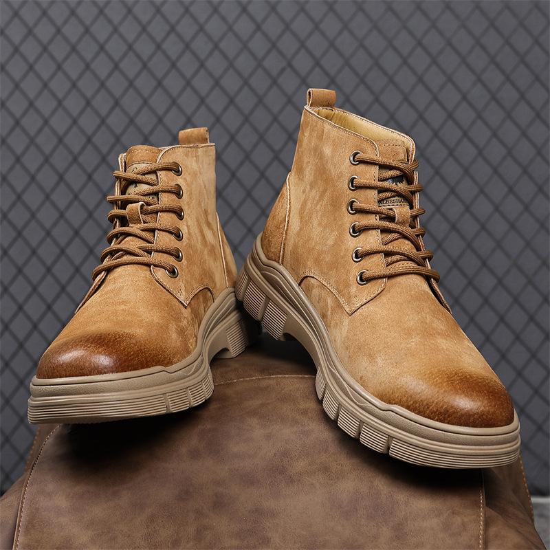 Britse Hoge Casual Sport Retro Werklaarzen voor Mannen Herfst Winter Mode Platform Schoenen Man Nieuwe Designer Leren Laarzen Man