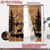 2pcs, 2D FLAT PRINTING Curtains (Without Rod) Wildlife Silhouette Holiday Printed Curtains Versatile Fabric Curtains Decorations