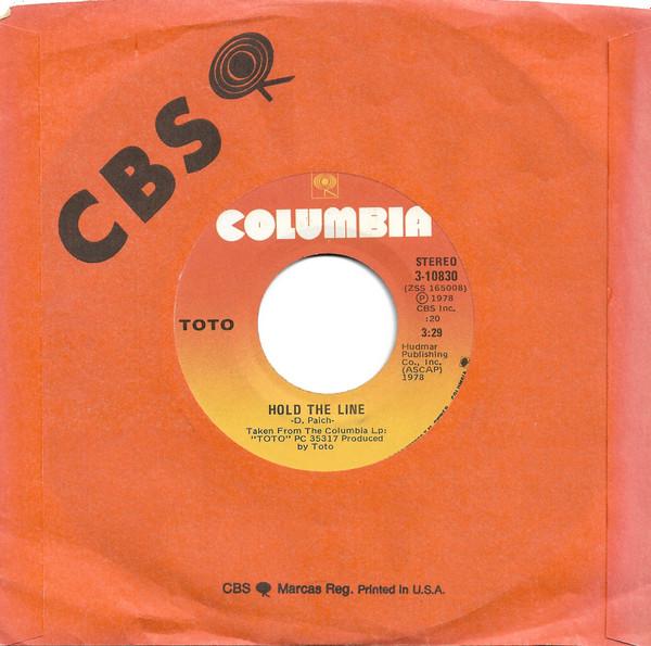 

7inch Record TOTO - Hold The Line 310830 Columbia 1978 Canada Rock Used