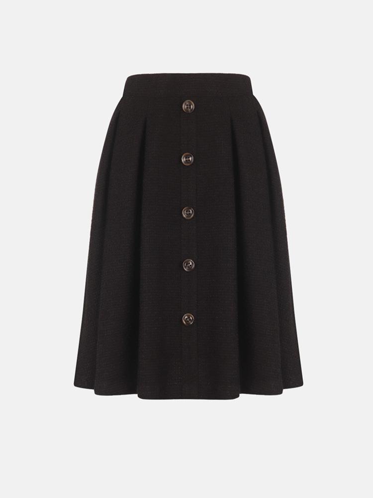 L By L Black Tweed Pintuck Skirt