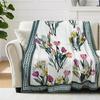 Watercolor Floral Throw Blanket Colorful Wildflower Blankets Botanical Plant Leaf Bed Blanket Flower Butterfly Flannel Fleece