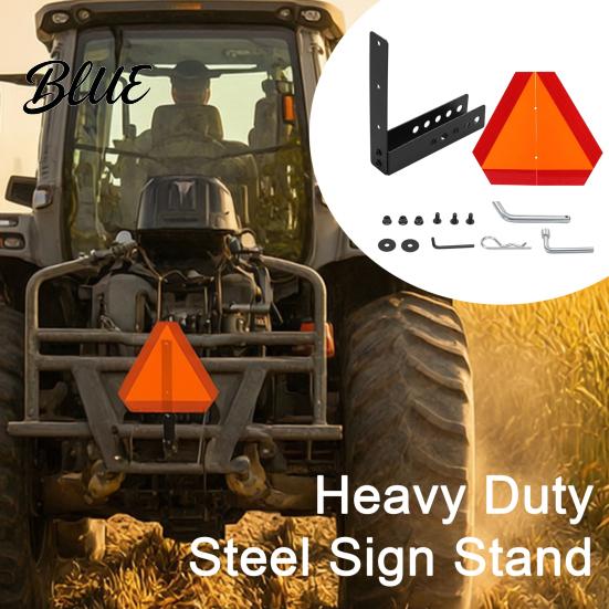 Slow Moving Vehicle Warning Triangle UTV Sign Bracket Kit with Reflective SMV Triangle 2" Receiver Six Inch Bolt Spacing Adapter Hitch Mount,