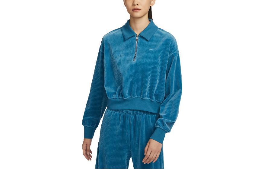 Nike Sweatshirts Women s Blue Lapel Moderate Regular DQ5939-457 S
