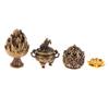 1Pc Retro Alloy Small Lotus Mountain Hollow Out Incense Stick Burner Incense Holder With Cover Home Decoration Crafts