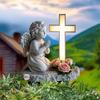 Religious Angel and Cross Garden Stakes Set of 2 Acrylic Flat Decorative Yard Signs Christian Outdoor Decor