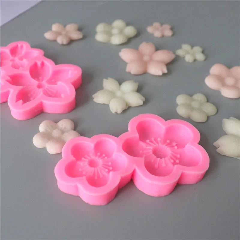 Sakura Baking Tray Flowers Shaped Plum Blossom Fondant Clay Silicone Mold for Mousse Chotolate Dessert Soap Cake Decorating Tool